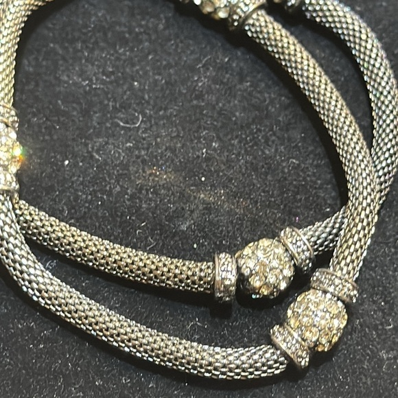 Silver Tone Stretch Rhinestones Bracelets set of two vintage Silpada - Picture 8 of 11